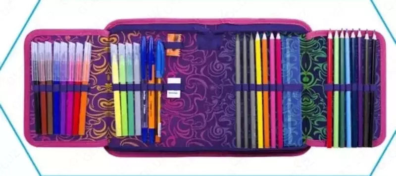 Bolalar qalam qutisi "Berlingo" Neon mushuk, 1+2 qo'shing. alohida, 200 x 140 mm, polyester (Art. - PK12011) Rang. turli xil