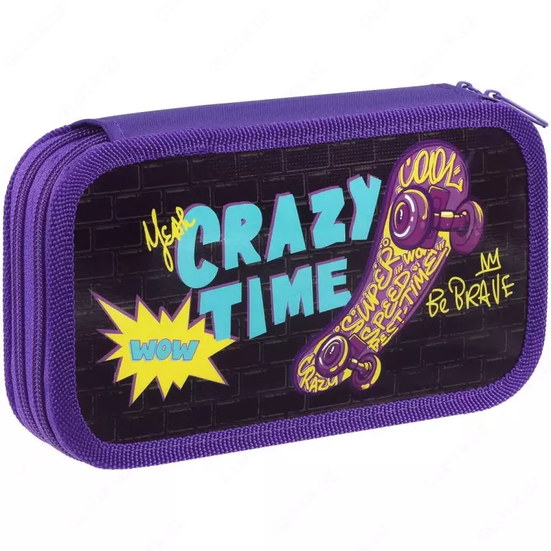 Детский пенал "ArtSpace" Crazy time, 2 отд, 190 х 105 мм, ламинир. картон (Арт. - ПК2_59971) Цв. ассорти