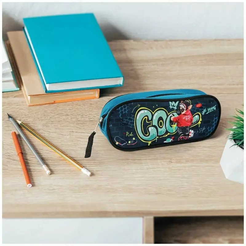 "ArtSpace" ish yuritish uchun oval qalam qutisi Cool, 1 bo'lim, 210 x 80 x 45 mm, polyester (Art. - Sch_49601) Rang. turli xil