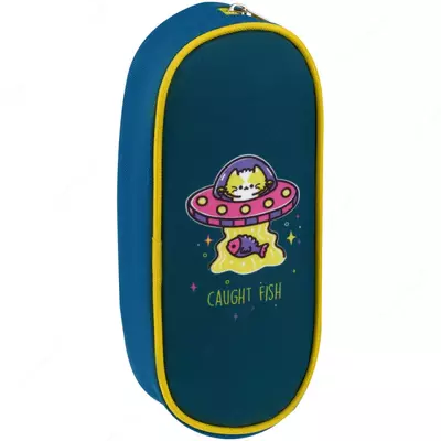 Овальный пенал для канцтоваров "ArtSpace" Space Cat, 1 отд., 210 х 80 х 45 мм, полиэстер (Арт.- Sch_57600) Цв. ассорти