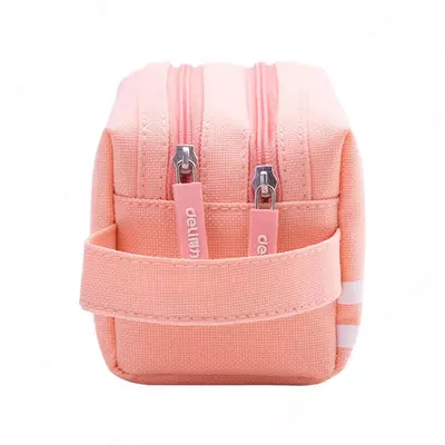 Пенал для канцтоваров (прямоугольный) "Deli" Attitude, 2 отд., 210 х 90 х 85 мм, текстиль (Арт.- 66772-pk) Розовый/белый