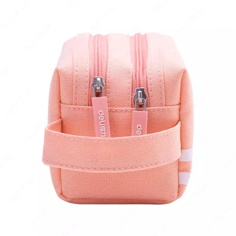 Пенал для канцтоваров (прямоугольный) "Deli" Attitude, 2 отд., 210 х 90 х 85 мм, текстиль (Арт.- 66772-pk) Розовый/белый