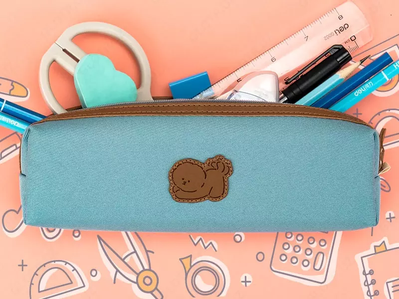 Пенал для канцтоваров (прямоугольный) "Deli", 1 отд., 225 х 60 х 55 мм, брезент/экокожа (Арт.- 67030) Ассортимент