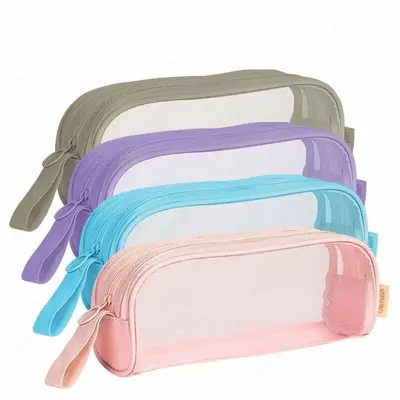 Пенал для канцтоваров (прямоугольный) "Deli", 1 отд., 220 х 80 х 55 мм, прозр. полиэстер (Арт.- 67077) Ассортимент