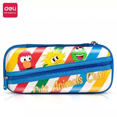 Школьный пенал-футляр "Deli" Animals Club, 2 отд, 156 х 60 х 25 мм, пластик (Арт. - 156-BC) Цв. ассорти