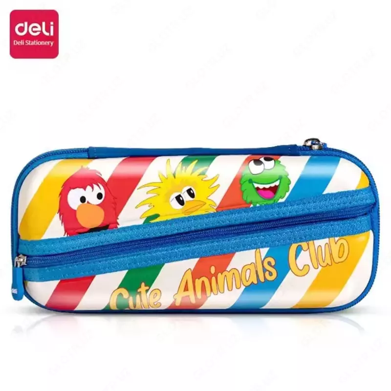 Школьный пенал-футляр "Deli" Animals Club, 2 отд, 156 х 60 х 25 мм, пластик (Арт. - 156-BC) Цв. ассорти