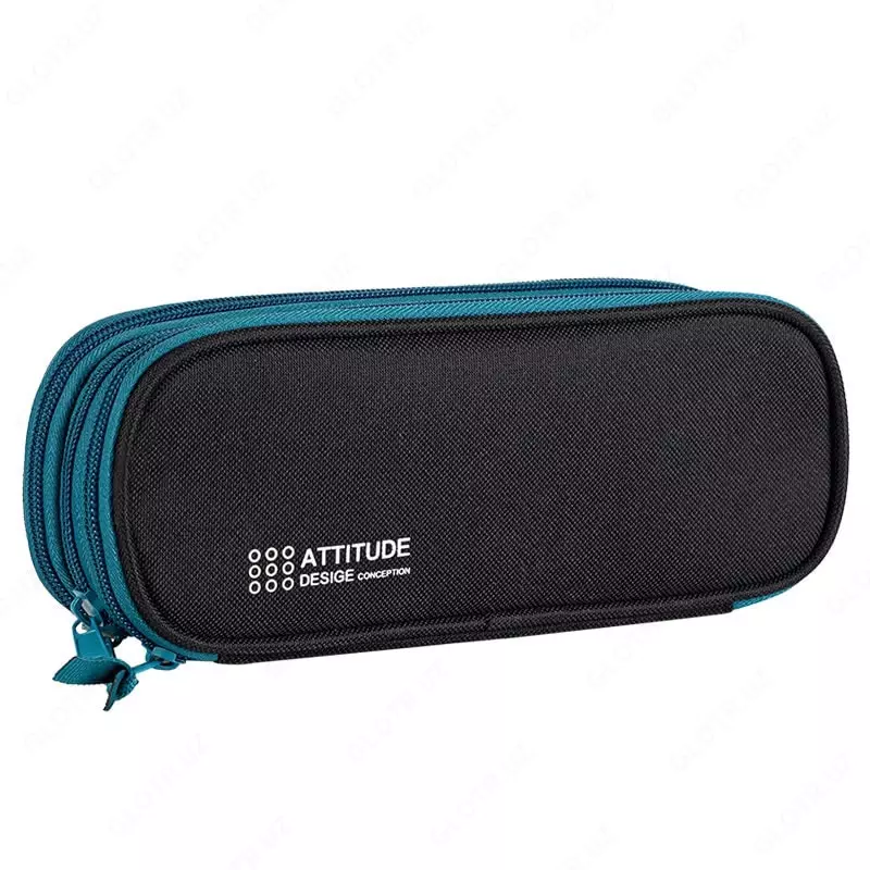 Пенал для канцтоваров (прямоугольный) "Deli" Attitude, 3 отд., 230 х 90 х 50 мм, текстиль (Арт.- 214-BC-bk) Черный