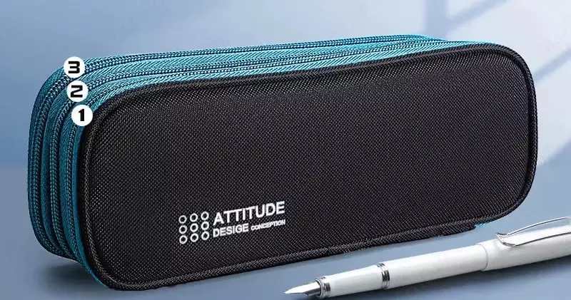 Пенал для канцтоваров (прямоугольный) "Deli" Attitude, 3 отд., 230 х 90 х 50 мм, текстиль (Арт.- 214-BC-bk) Черный