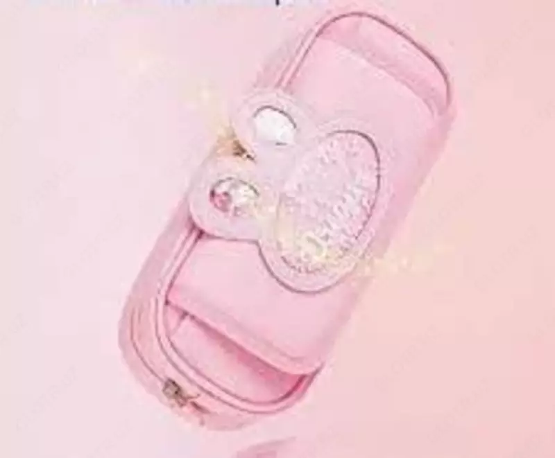 Maktab qalam qutisi (to'rtburchaklar) "Deli" Sweet, 2 bo'linma, 220 x 85 x 45 mm, to'qimachilik (Art. - 223-BC-pk) Pushti