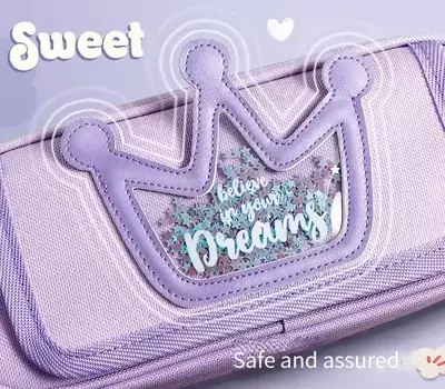 Школьный пенал (прямоугольный) "Deli" Sweet, 2 отд, 220 х 85 х 45 мм, текстиль (Арт. - 223-BC-vl) Сиреневый