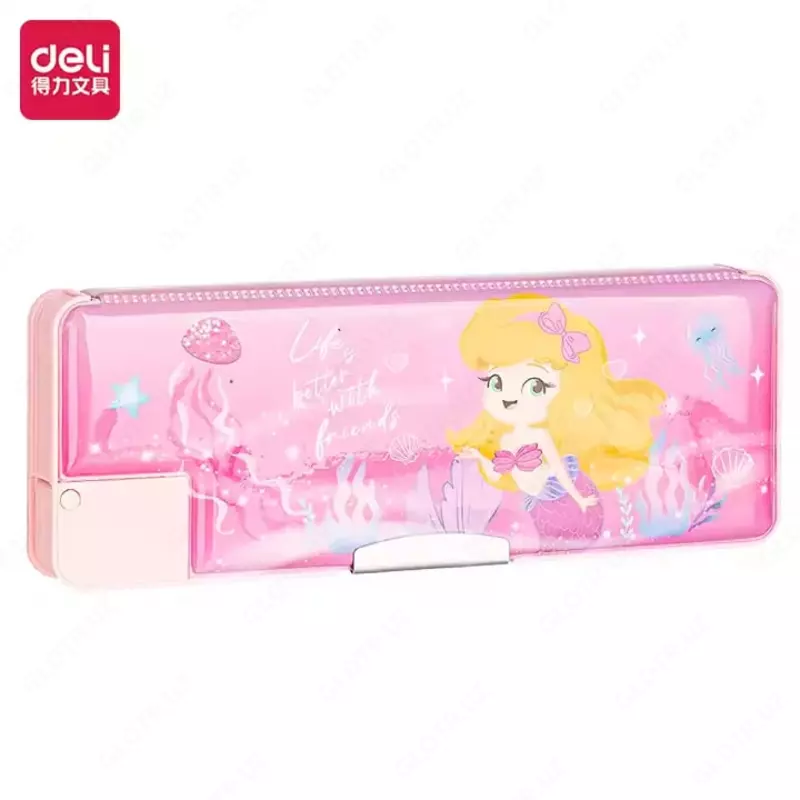 Универсальный пенал - точилка Deli 2 отд.  190 х 95 х 60 мм  Пластик/ПВХ (Арт.- 280-BC-pk) Розовый