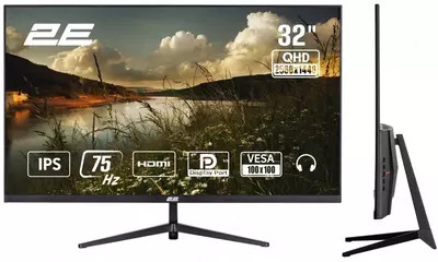 Монитор 2E 31.5 D3224B 2xHDMI  DP  IPS  2560x1440  75Hz  5ms  FreeSync