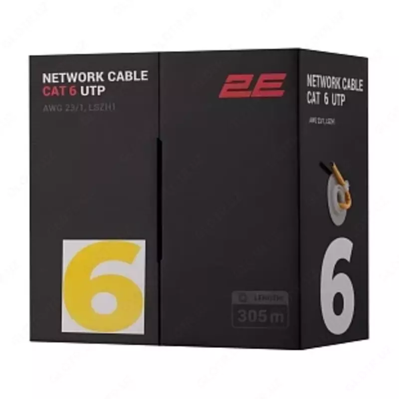 CAT 6 UTP, 305m, AWG 23/1, LSZH-1 305M/Easy pull box packing | yellow