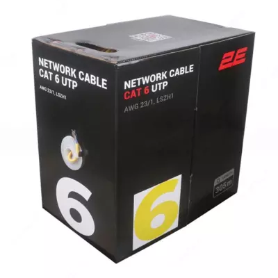 CAT 6 UTP, 305m, AWG 23/1, LSZH-1 305M/Easy pull box packing | yellow