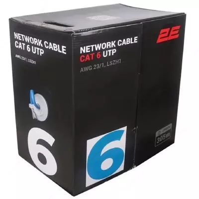 CAT 6 UTP, 305m, AWG 24/1, LSZH 305M/Easy pull box packin | blue