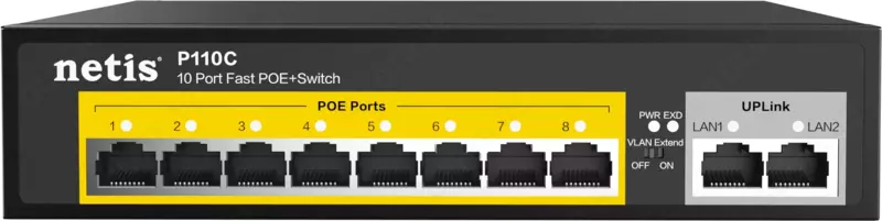 Коммутатор Netis P110C 8xFE PoE, 2xFE, неуправляемый