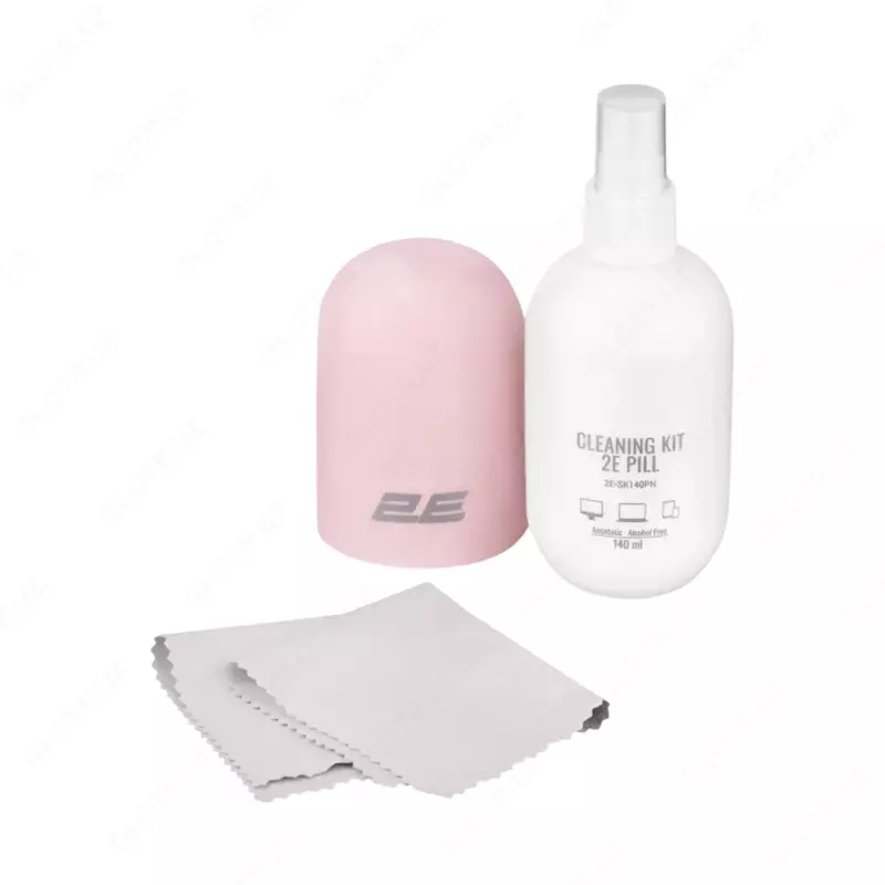 Чистящий набор / Cleaning kit 2E PILL for office equipment (liquid 140ml, whipe 20cm), white-pink2E-SK140PN