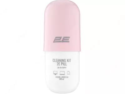 Чистящий набор / Cleaning kit 2E PILL for office equipment (liquid 140ml, whipe 20cm), white-pink2E-SK140PN