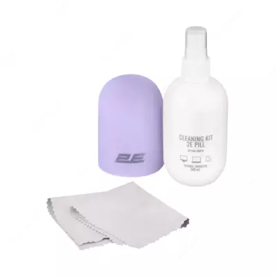 Чистящий набор / Cleaning kit 2E PILL for office equipment (liquid 140ml, whipe 20cm), white-lilac,2E-SK140LC