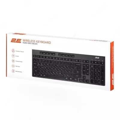 Беспроводная клавиатура 2E Keyboard membrane KS280 120key, WL/BT, EN/UK/RU, silent, black-grey 2E-KS280WBGR_AK