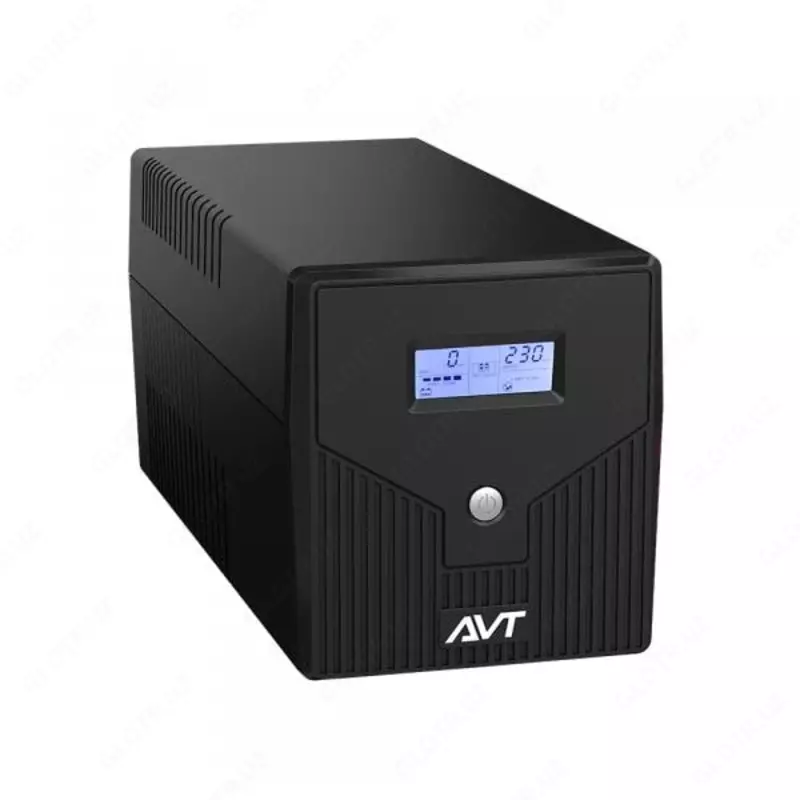 AVT1500Z-LI-LCD uzluksiz quvvat manbai, 1500VA, 3 ta Schuko rozetkasi, 2x12V-9AH batareyalar, og'irligi 2.35 kg, LCD monitor