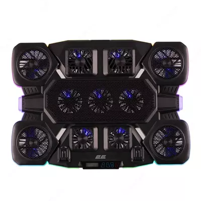 Подставка для ноутбука 2E GAMING CPG-011, до 17.3", 1xUSB-A, 1xUSB-C, LCD, RGB, чёрный,