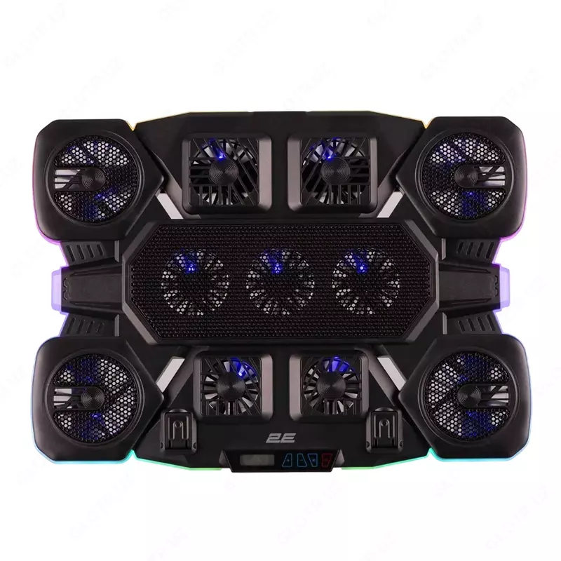 Подставка для ноутбука 2E GAMING CPG-011, до 17.3", 1xUSB-A, 1xUSB-C, LCD, RGB, чёрный,