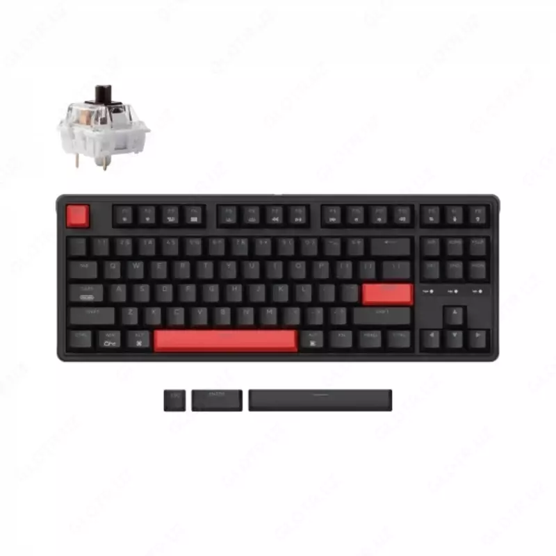 Keyboard Mechanical Keychron C3 Pro 87Key, K pro Brown, USB-A, QMK, Hot-swap, EN/RU/UZ, Red Led