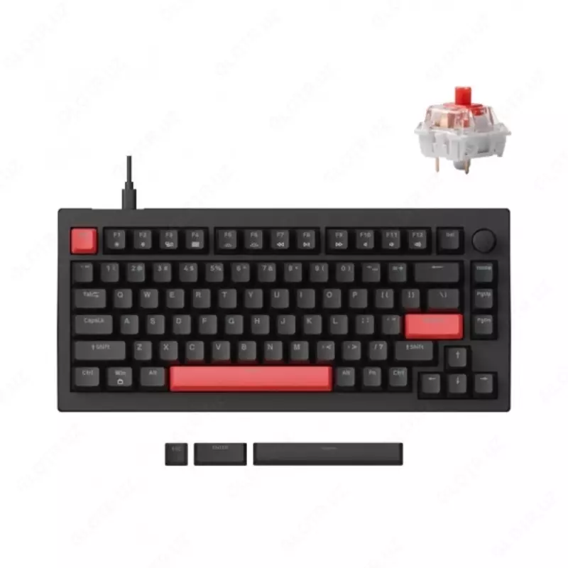 Клавиатура механическая Lemokey X4 84Key, Keychron Red, USB-A, QMK, EN/UZ/RU, Red led, черный X4-A1-UZ