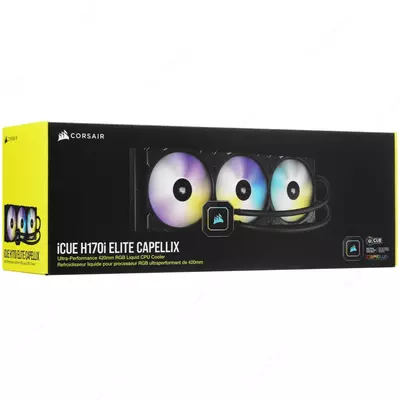 Система жидкостного охлаждения процессора "Corsair" iCUE H170i ELITE CAPELLIX, 420mm, LGA1700, черный (Арт. - 09172)