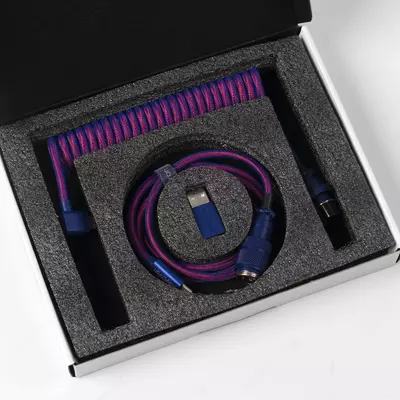 Cabel Type-A/Type-C Keychron Premium Coiled Aviator Cable-Straight Purpule