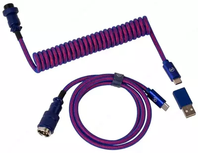 Cabel Type-A/Type-C Keychron Premium Coiled Aviator Cable-Straight Purpule