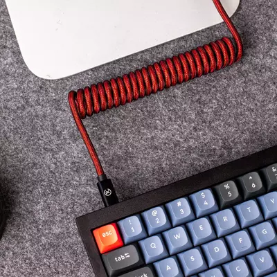 Cabel Type-A/Type-C Keychron Premium Coiled Aviator Cable-Straight Red