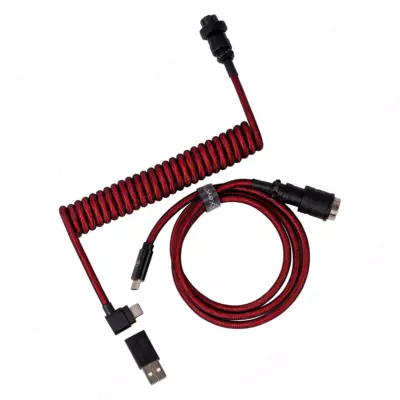 Cabel Type-A/Type-C Keychron Premium Coiled Aviator Cable-Straight Red