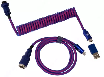 Cabel Type-A/Type-C Keychron Premium Coiled Aviator Cable-Straight Rainbow Palted black