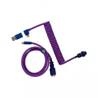   Cabel Type-A/Type-C Keychron Premium Coiled Aviator Cable-Straight Rainbow Palted black