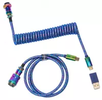  Cabel Type-A/Type-C Keychron Premium Coiled Aviator Cable-Straight Rainbow Palted Blue - 
