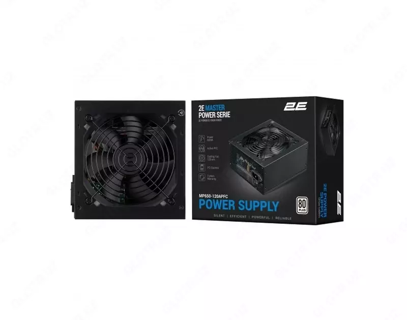 Блок питания 2E MASTER POWER (550W), 110-240V, >80%, 80+White, APFC, 120мм, MB(20+4), CPU(4+4), 5xSA