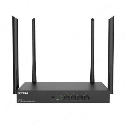 Tenda W15E ikki diapazonli router (Megabit), 4 ta antennaga ega (mahsulot raqami 17185) Qora
