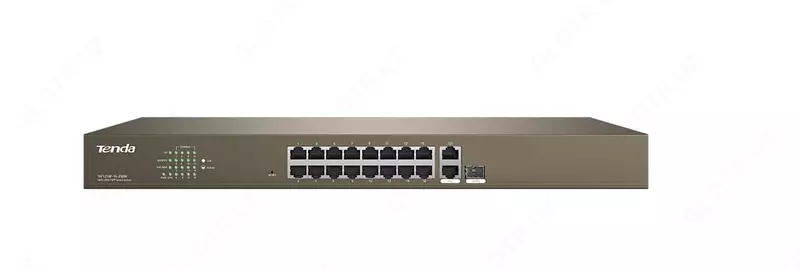 Tenda TEF1218P 16-Portli PoE Switch (Boshqarilmaydigan) 2 ta SFP 10/100/1000 Mbit/s (Qism raqami 17139)