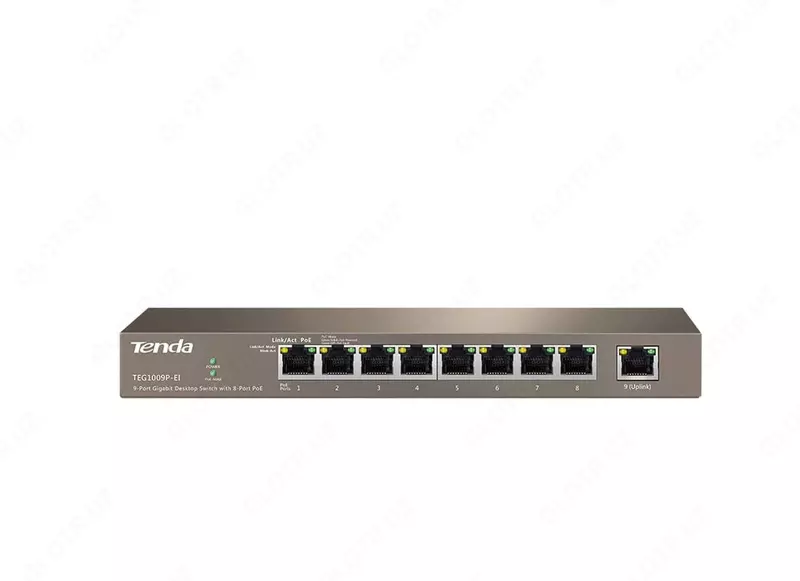 Коммутатор (неуправляемый) "Tenda" TEG1009P-EI, 8-Port, PoE; 1-Port 10/100/1000 Мбит/с (Арт. - 17013)