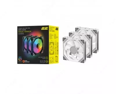 Корпусный вентилятор для ПК 2E GAMING Air Cool ACF120MW-ARGB, 3x120мм, 2000rpm, 4pin PWM +5VARGB, 20.5dBa, белый