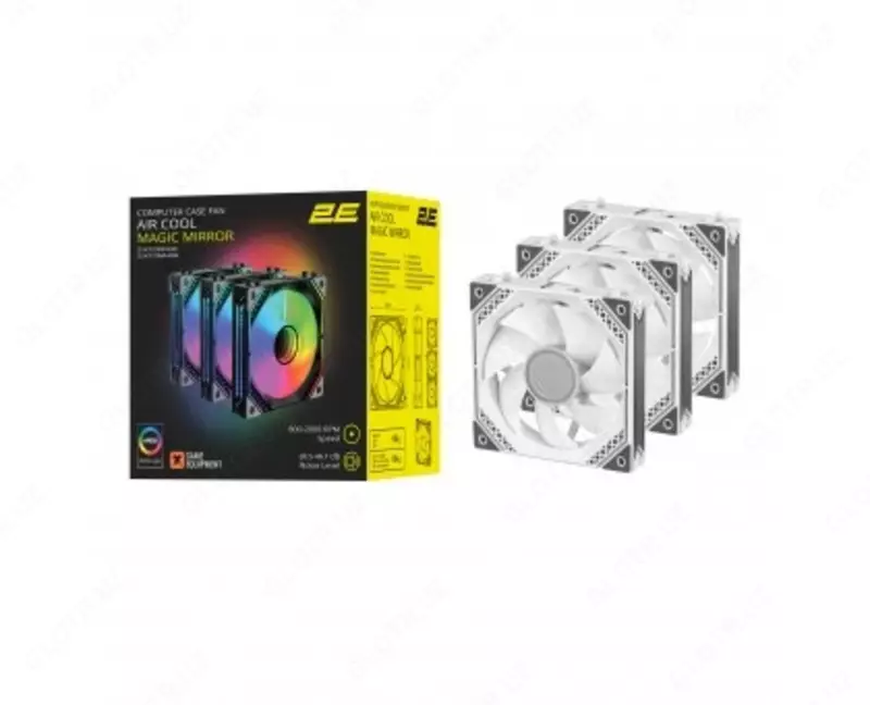 Корпусный вентилятор для ПК 2E GAMING Air Cool ACF120MW-ARGB, 3x120мм, 2000rpm, 4pin PWM +5VARGB, 20.5dBa, белый