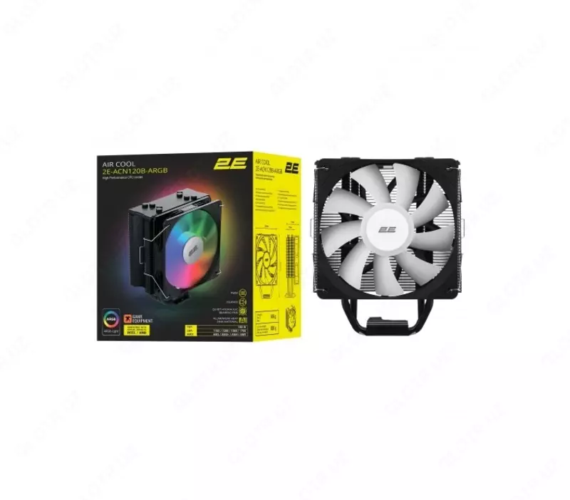 Процессорный кулер 2E GAMING Air Cool ACN120B-ARGB, LGA1700, 1200, 115x, 1366, AM5, AM4, AM3, AM3+, AM2 ,AM2+, FM2, FM1 4pin PWM, 3pin +5VARGB, TDP 180W