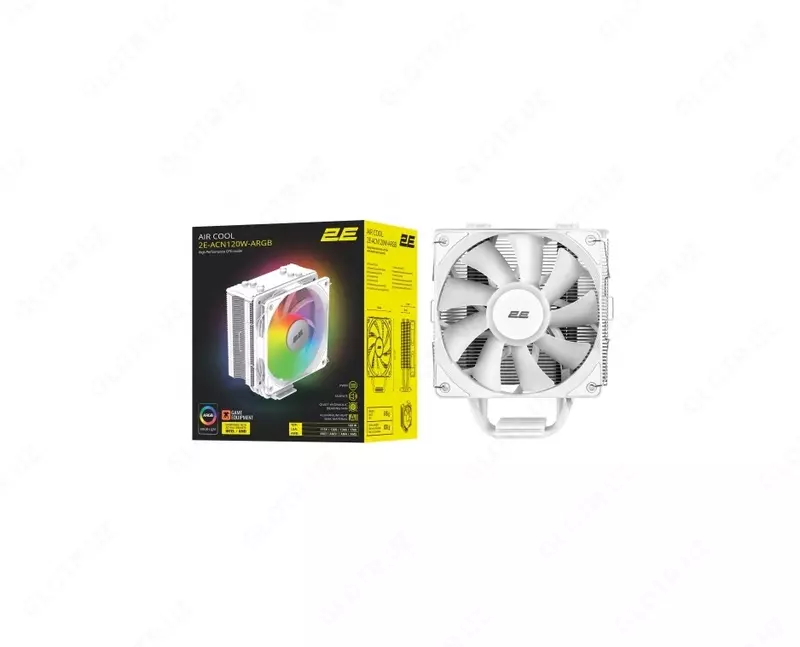 Процессорный кулер 2E GAMING Air Cool ACN120W-ARGB, LGA1700, 1200, 115x, 1366, AM5, AM4, AM3, AM3+, AM2 ,AM2+, FM2, FM1 4pin PWM, 3pin +5VARGB, TDP 180W