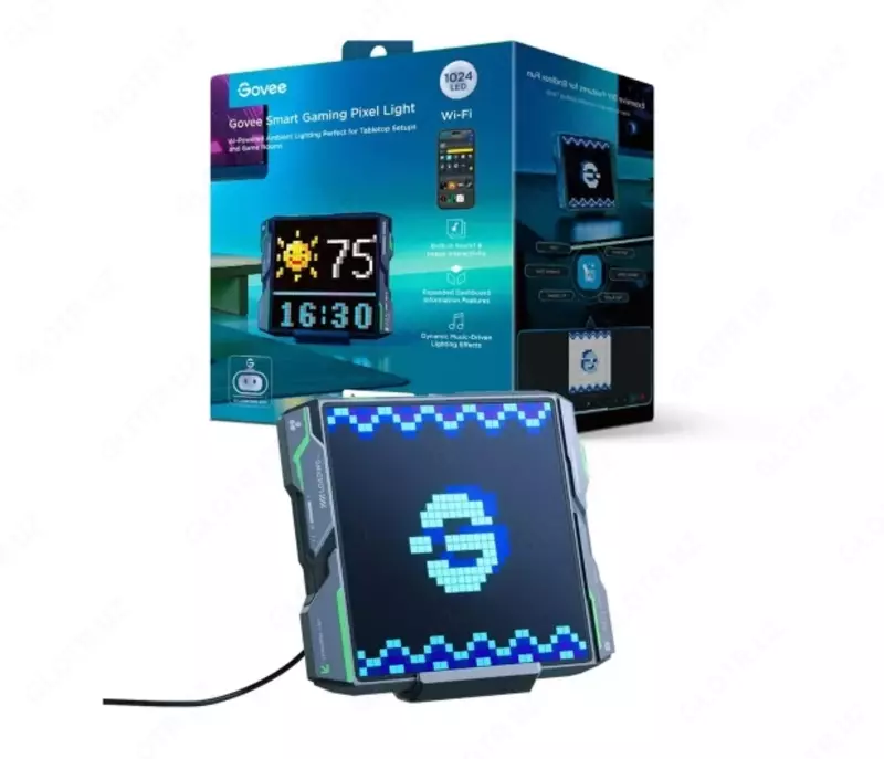 Пиксельный экран Govee H8630 LED Gaming Pixel Light 32x32 Pixels, RGBIC, WI-FI/Bluetooth, серый,