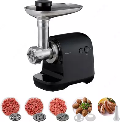 Panasonic grinder, 1700W, bowl-3L, 3 cutting plates, sausages nozzle, plastik, bleak