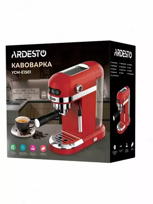 Кофеварка Ardesto рожковая YCM-E1501, 1,4л, молотый, ручной капуч, подогрев чашек, красный