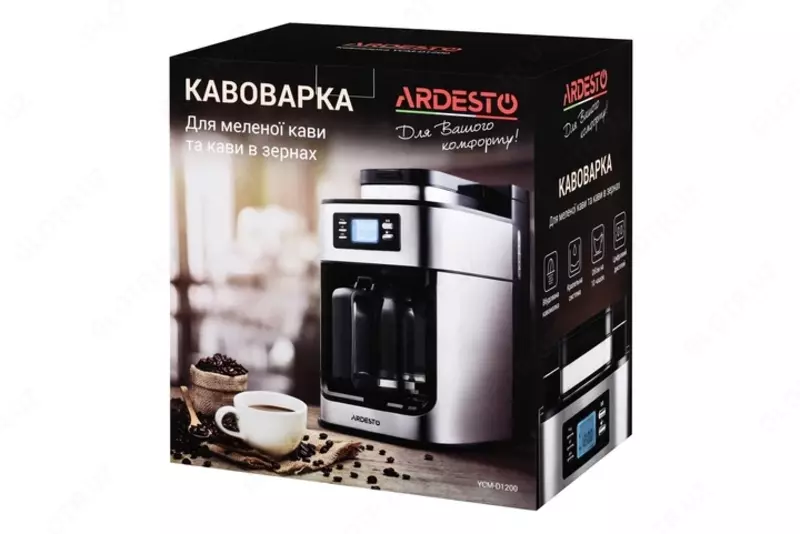 Кофеварка Ardesto YCM-D1200 - капельная/ 1.2 л/ дисплей/ встр. кофемолка