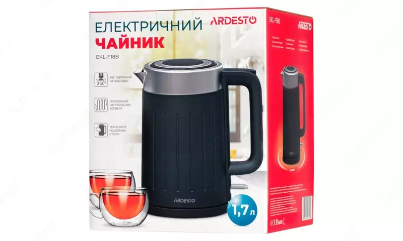 Электрочайник Ardesto EKL-F18B/1.7л/2150Вт/чёрный,